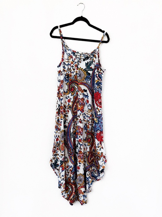 MSK Dresses & Skirts - MSK Jumpsuit with Red, Blue and Yellow Paisley Floral Print Size L